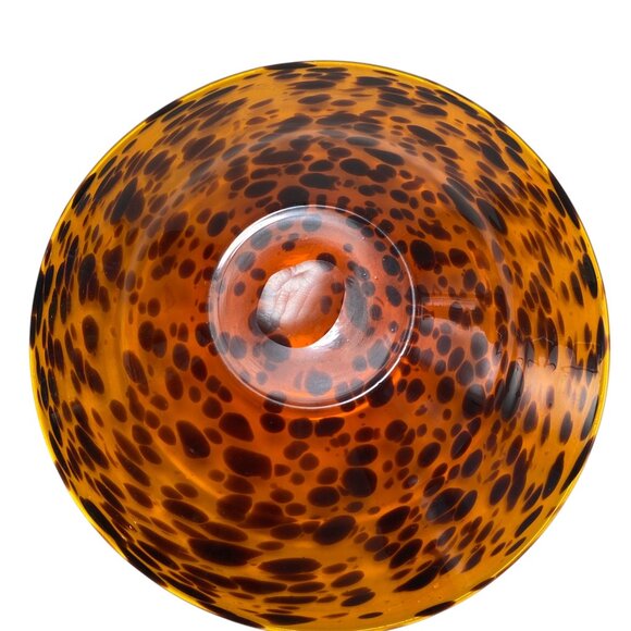 Tortoise Shell Art Glass Centerpiece Bowl Large Handblown MCM 11" - Picture 3 of 5